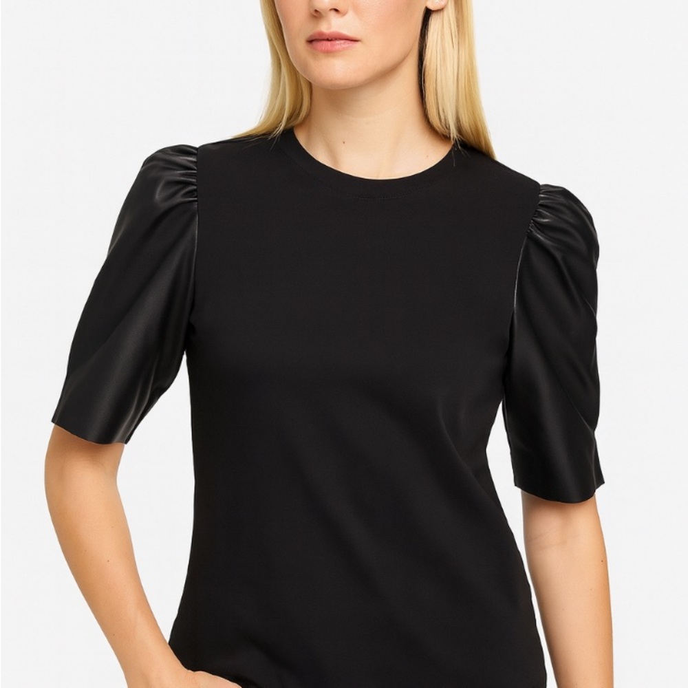 Elegant Black Puff Sleeve Top Size Small NWT